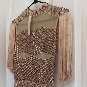 PINKAPPLE DRESSES Gold Cap Sleeved Sequined Mini Dress